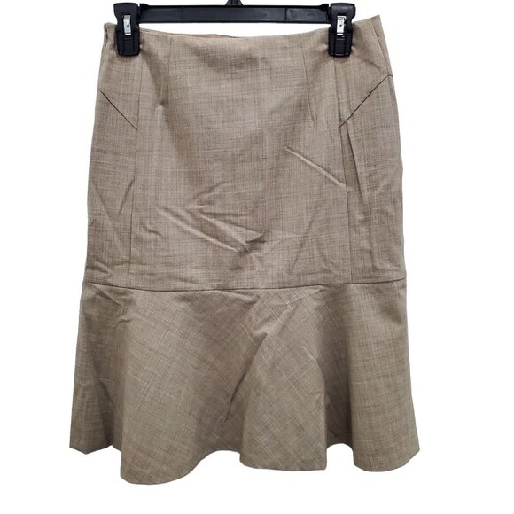Laundry by Shelli Segal‎ Women's Tan Crosshatch Embroidered Flared Hem Skirt 0 - Picture 6 of 6